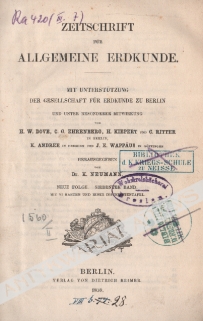 Zeitschrift fur allgemeine Erdkunde, neue Folge, siebenter Band (1859)