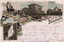 [pocztówka, 1896] Gruss aus der Peterbaude im Riesengebirge  [Schronisko Peterbaude w Karkonoszach] 