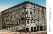[pocztówka, 1915] Stanisławów. Ul. Sapieżyńska. Kawiarnia \"Union\". Stanislau. Sapieżyńskagasse. Cafe \"Union\"