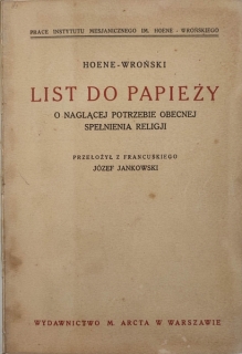 List do papieży o naglącej potrzebie obecnej spełnienia religji (wyciąg z tomu II Reformy wiedzy ludzkiej)