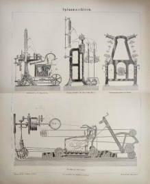 [rycina, ok. 1878] Spinnmaschinen [maszyny przędzalnicze]