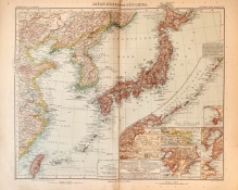 [mapa Japonia, Korea i wschodnie Chiny , 1905]  Japan, Korea und Ost-China