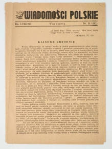 Wiadomości Polskie, dn. 7. VII. 1944, Nr 13  (117)  [Kainowe zbrodnie]