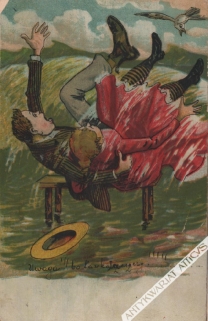 [pocztówka, ok. 1910] Uwaga!!! bo ławka trzeszczy !!!