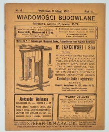 Wiadomości Budowlane. Nr 6, Warszawa, 9 Lutego 1913 r.  Rok III
