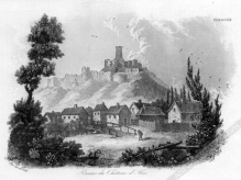 [rycina, Iłża, ok. 1835-37] Ruines du Chateau d'Ilza [zamek w Iłży]