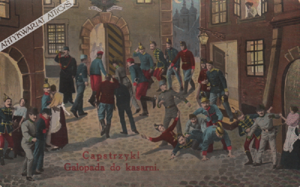 [pocztówka, ok. 1916] Capstrzyk! Galopada do kasarni