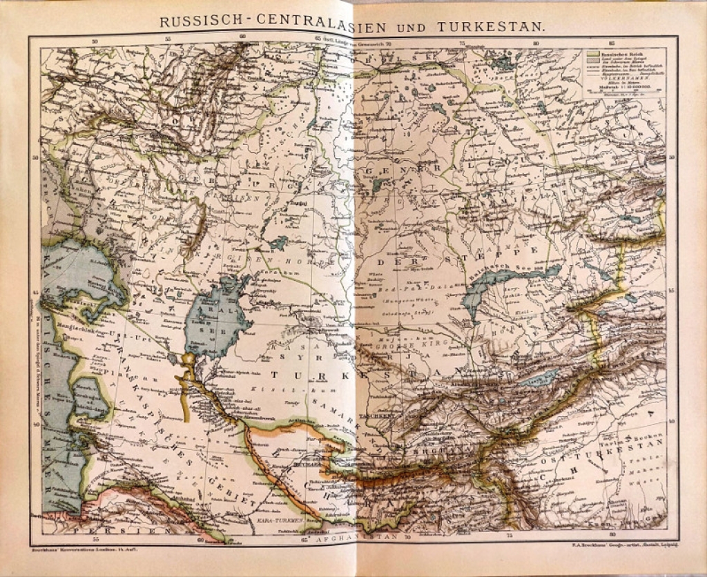 [mapa, 1895] Russisch-Centralasien und Turkestan [rosyjska Azja Centralna, Turkiestan]