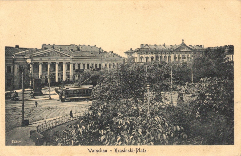 [pocztówka, 1917 r.] Warschau - Krasinski-Platz [Warszawa. Plac Krasińskich]