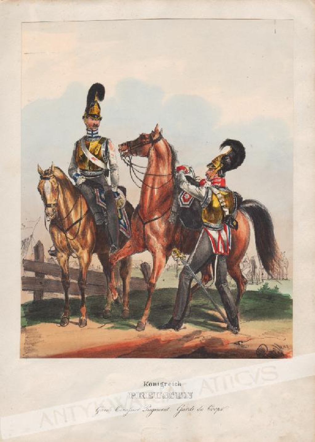[rycina, 1838-1843] Konigreich Preussen. Garde Curassier regiment. Garde du Corps [Mundury Królestwa Prus. Straż pułku kirasjerów. Straż przyboczna]