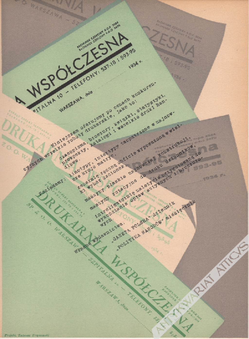 [druk reklamowy, 1935] Drukarnia Współczesna