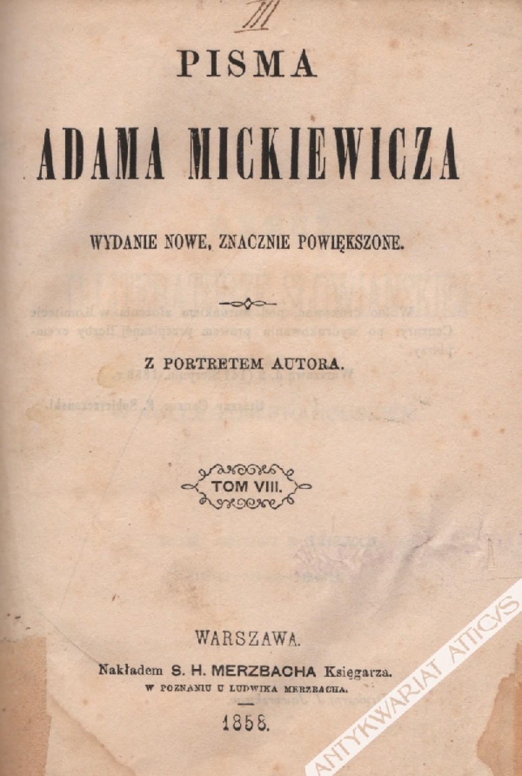 Pisma Adama Mickiewicza. Wydanie nowe, znacznie powiększone, t. VIII: Rzecz o literaturze słowiańskiej wykładana w kolegium francuskiem.