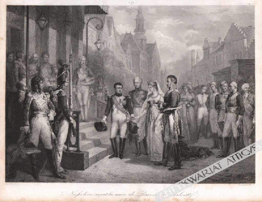[rycina, 1846] Napoléon reçoit la reine de Prusse à Tilsitt [Spotkanie królowej Prus Luizy i Napoleona w Tylży, 6.VII.1807]