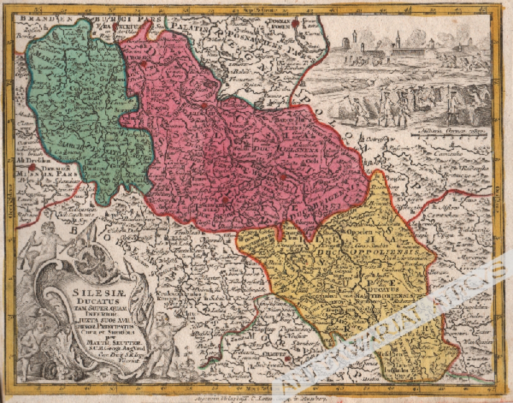 [mapa, Śląsk, ok. 1744] Silesiae Ducatus Tam Super. Quam Inferior. Juxta Suos XVII Minor. Principatus