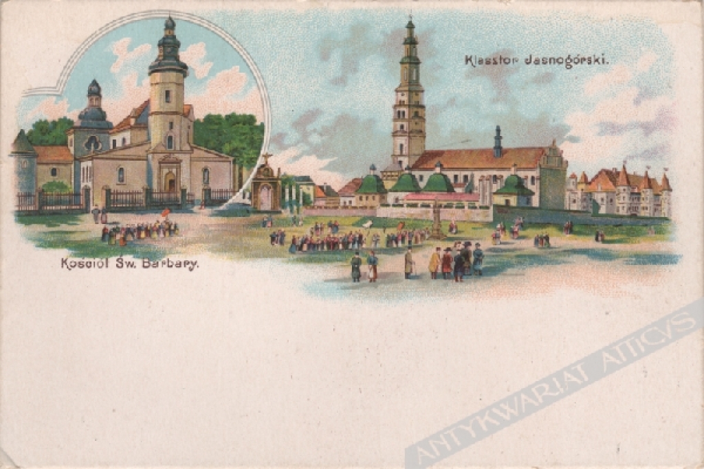 [pocztówka, ok. 1900] Klasztor Jasnogórski. Kościół Św. Barbary. [Częstochowa]