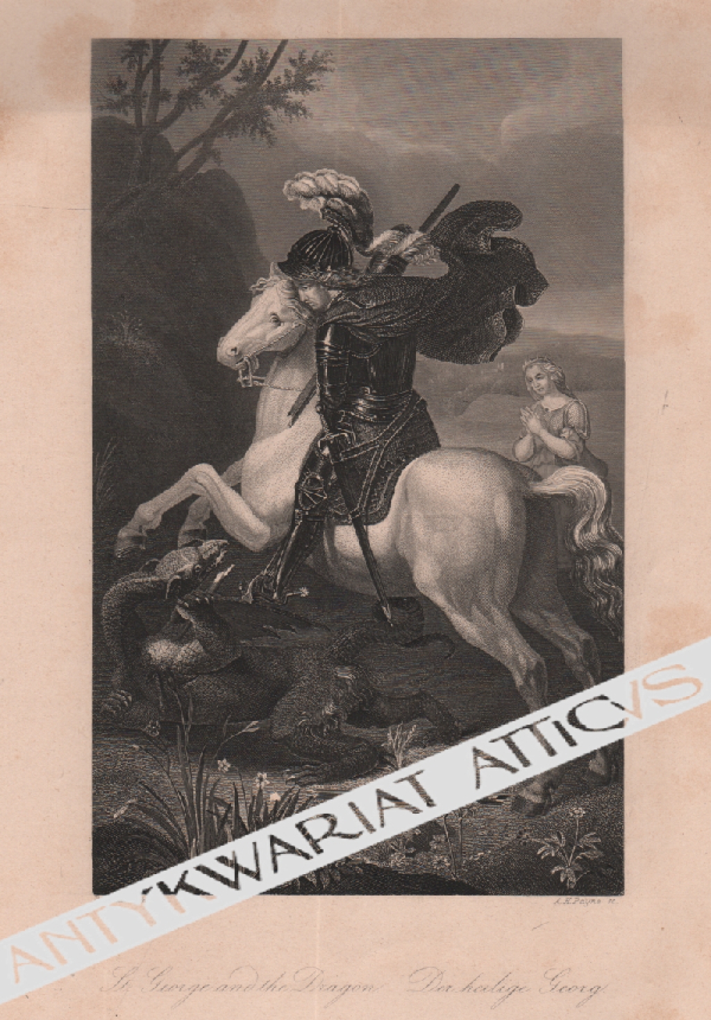 [rycina, ok. 1860] [Św. Jerzy walczący ze smokiem] St. George and the Dragon. Der heilige Georg