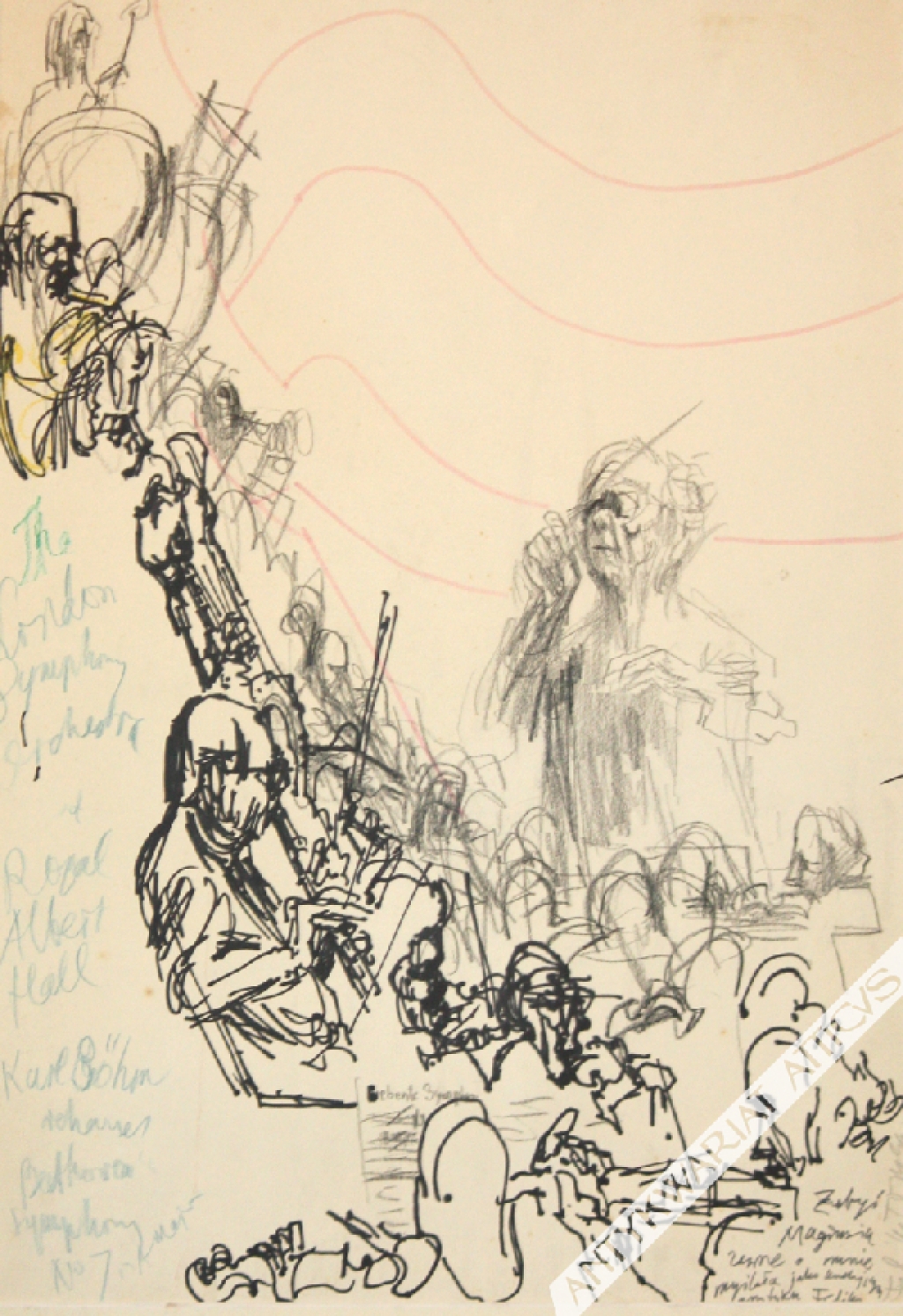 [rysunek, lata 1970-te] The London Symphony Orchestra at Royal Albert Hall