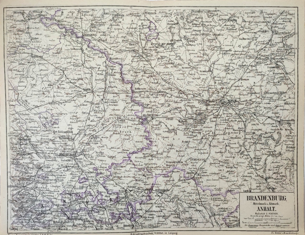 [mapa, 1874] Brandenburg, Mittelmark u. Altmark, Anhalt [Brandenburgia i Księstwo Anhaltu]