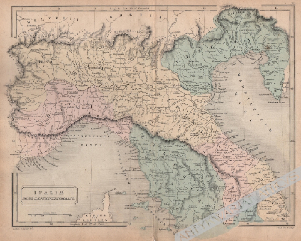 [mapa Włoch, ok.1830] Italiae. Pars septentrionalis.