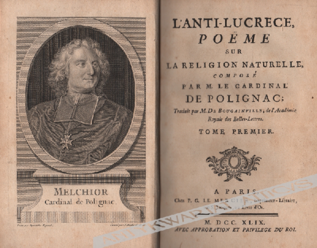 L'anti-Lucrece, poeme sur la religion naturelle, compose par M. le Cardinal de Polignac, tom I-II