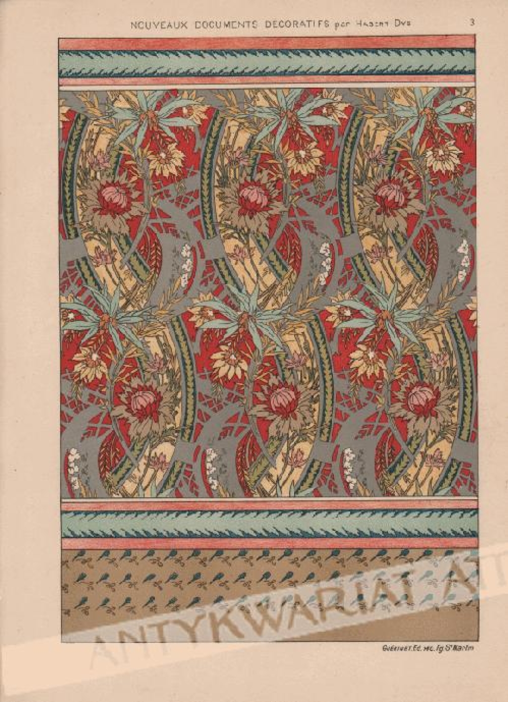 [rycina, ok. 1900] Decoration murale, motifs de fleurs