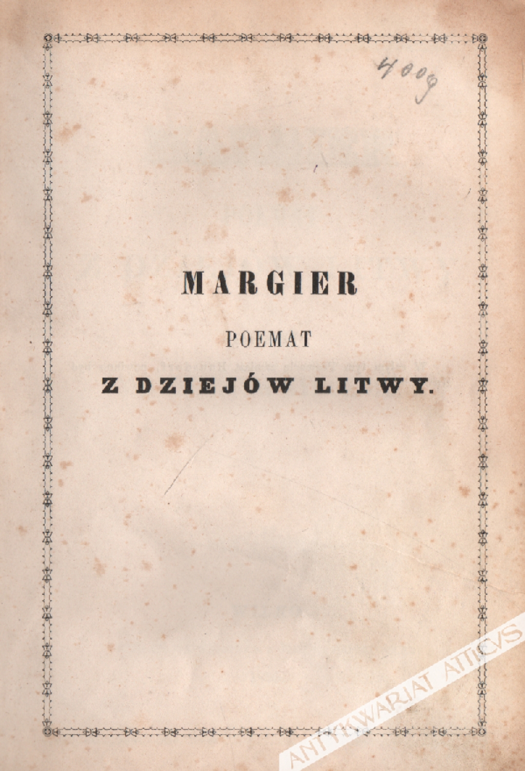 Margier. Poemat z dziejów Litwy