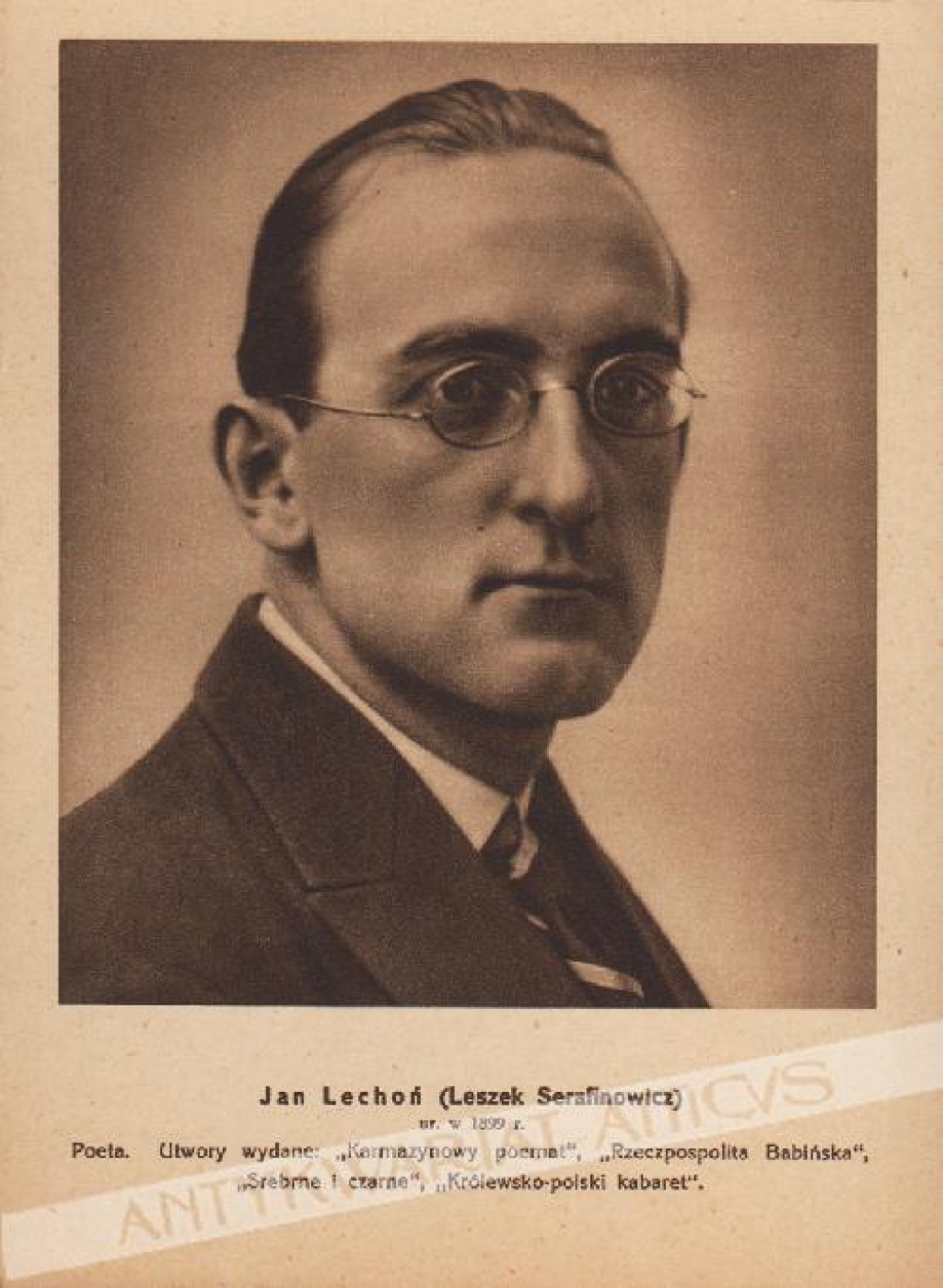 [pocztówka, 1933] Jan Lechoń
