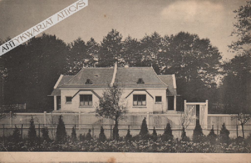 [pocztówka, 1912] [Kraków] Wystawa architektury i wnętrz w otoczeniu ogrodowem w Krakowie. 1912 r. - Domek dla robotnika. Proj. Fr. Mączyński
