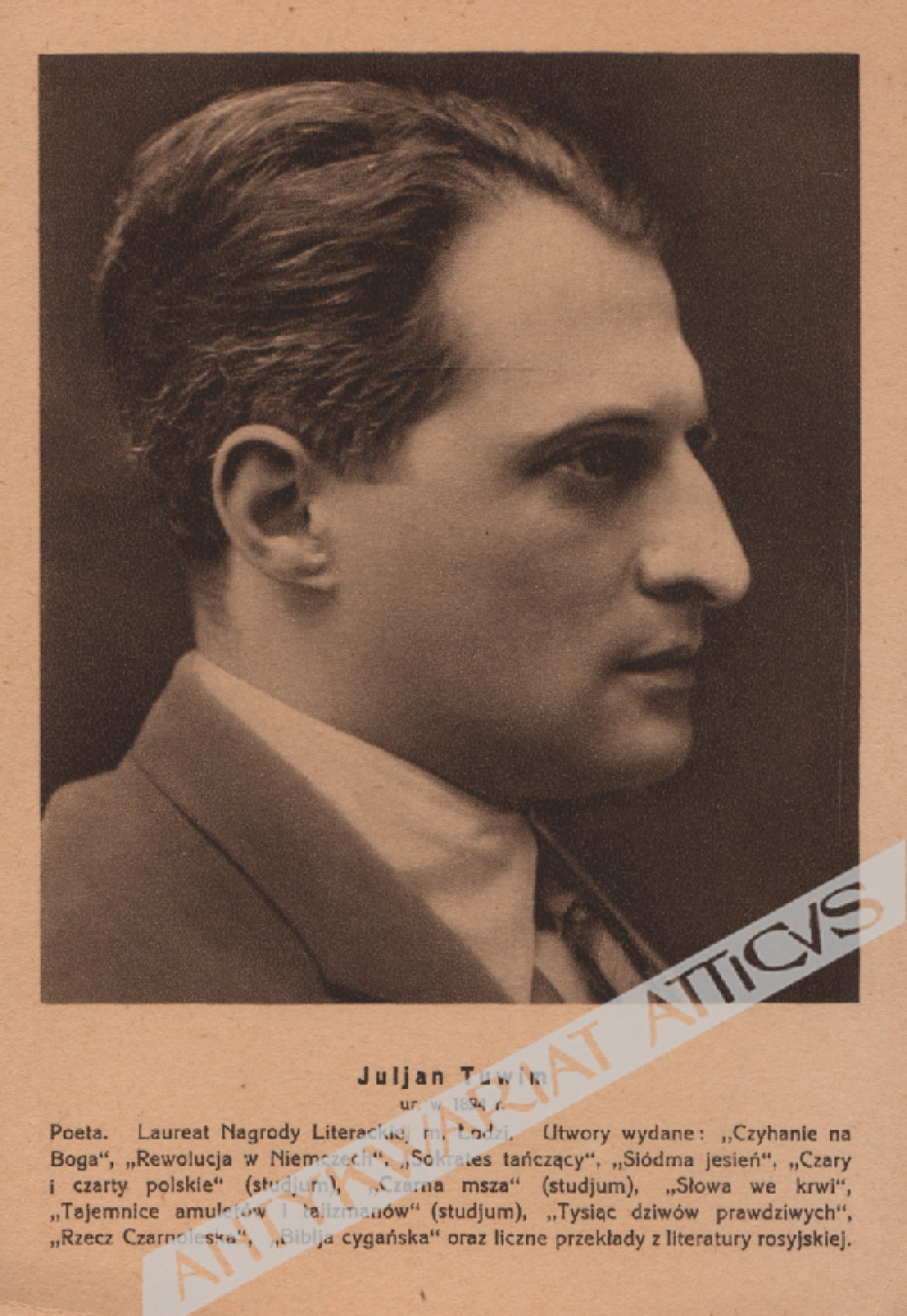 [pocztówka, 1933] Juljan Tuwim