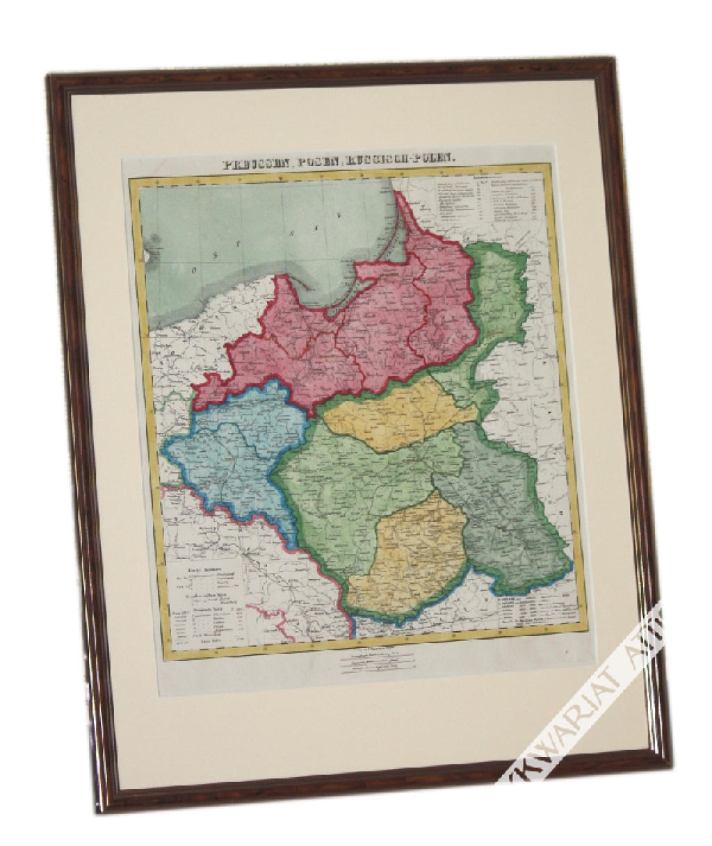 [mapa, Pomorze, Wielkopolska, Królestwo Polskie, 1853] Preussen, Posen, Russisch-Polen