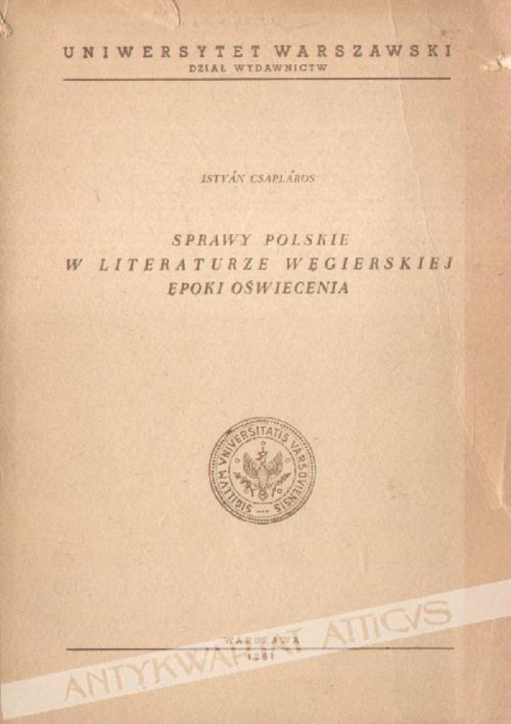 Sprawy Polskie w literaturze węgierskiej epoki oświecenia