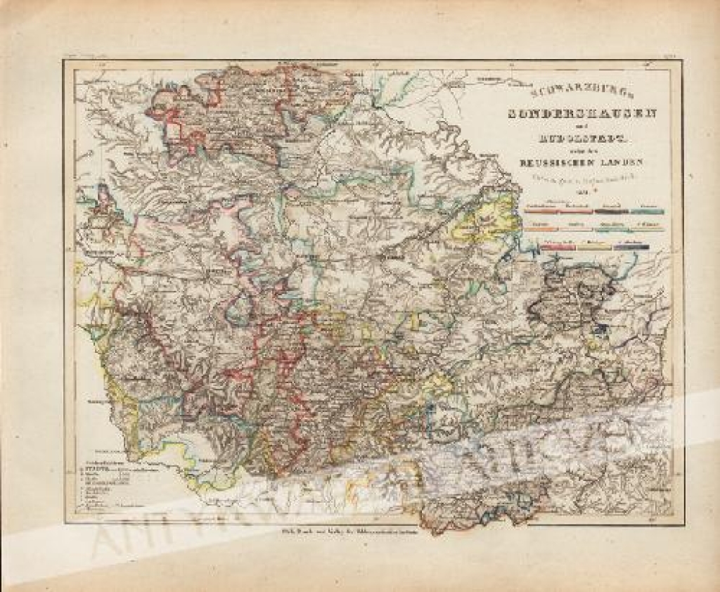 [mapa, Szwardzburg 1851] Schwarzburg Sondershausen und Rudolstadt nabst den Reussischen Landen