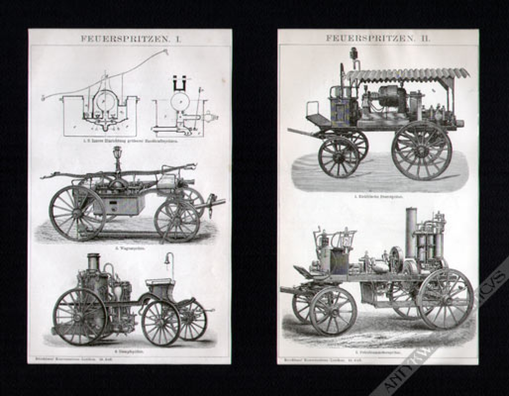 [rycina, 1893] Feuerspritzen I i II. [pompy strażackie]