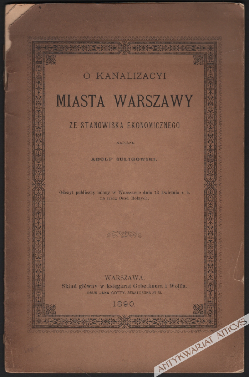 O kanalizacyi miasta Warszawy ze stanowiska ekonomicznego