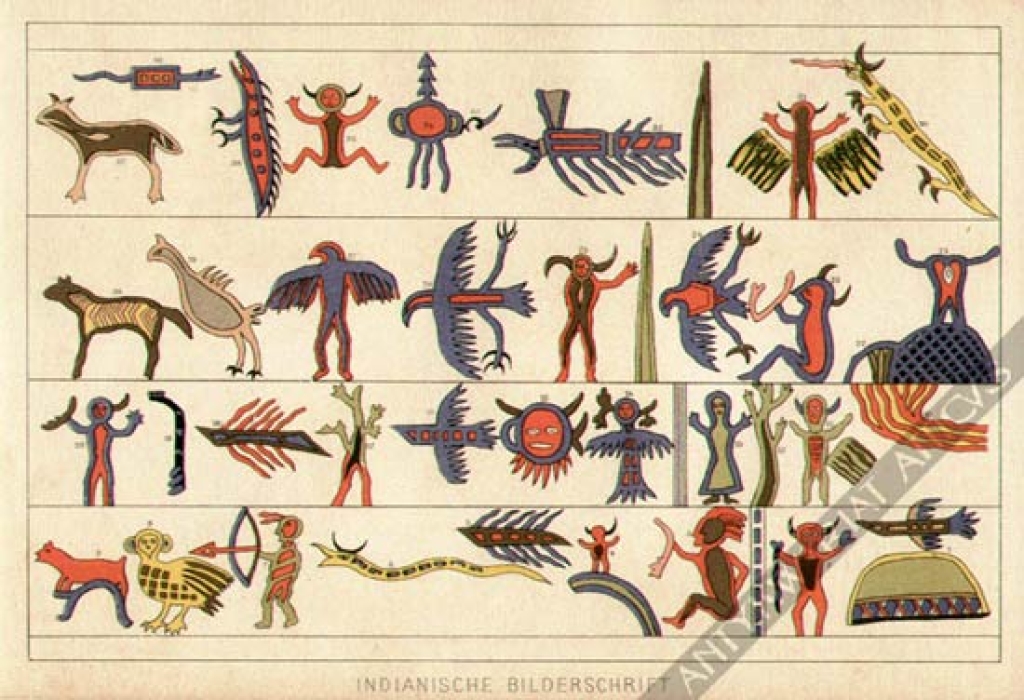 [rycina, ok. 1895] Indianische Bilderschrift [Indiańskie pismo obrazkowe]