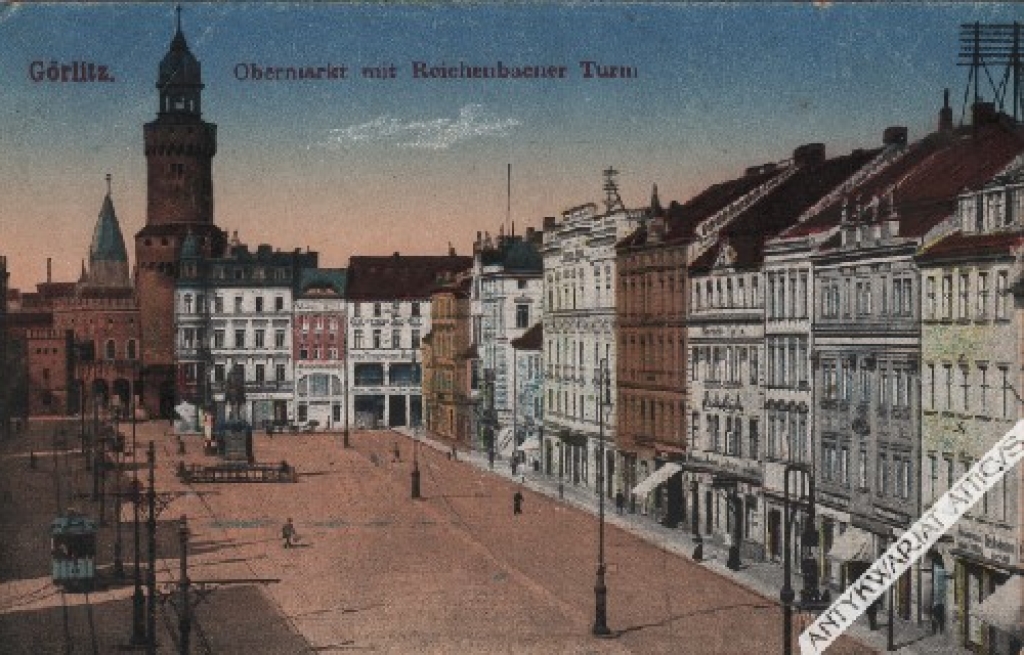 [pocztówka, ok. 1910] Görlitz. Obermarkt mit Raichenbacherturm 