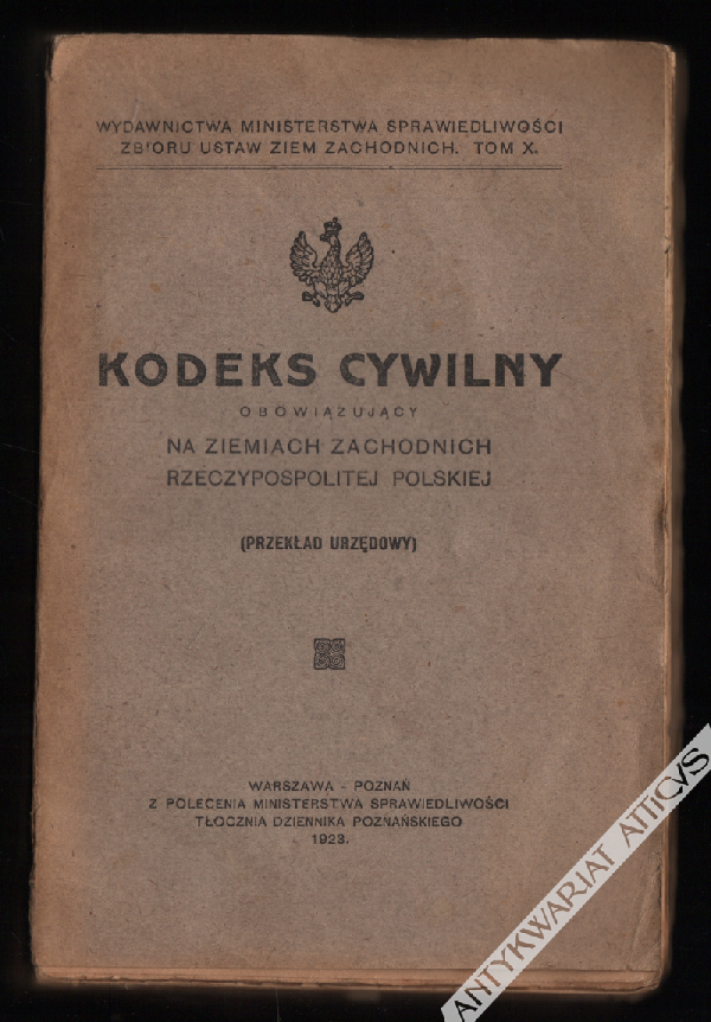 Kodeks cywilny obowiązujący na ziemiach zachodnich Rzeczypospolitej Polskiej (przekład urzędowy)