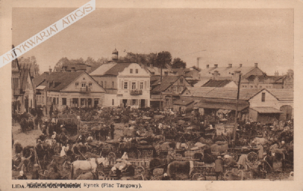 [pocztówka, lata 1920-te] Lida. Rynek (Plac Targowy)
