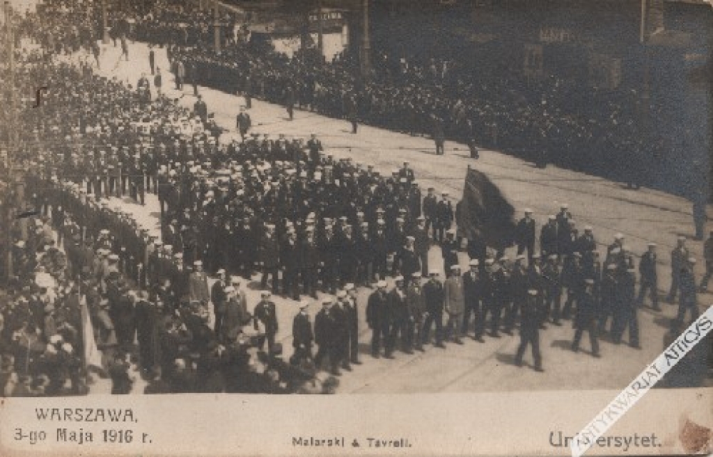 [fotografia na papierze pocztówkowym, 1916] Warszawa, 3-go Maja 1916 r. Uniwersytet