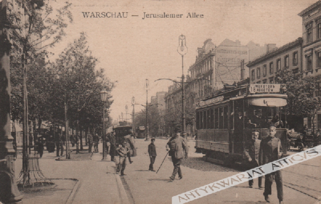 [pocztówka, ok. 1915] [Warszawa. Aleje Jerozolimskie] Warschau. Jerusalemer Allee