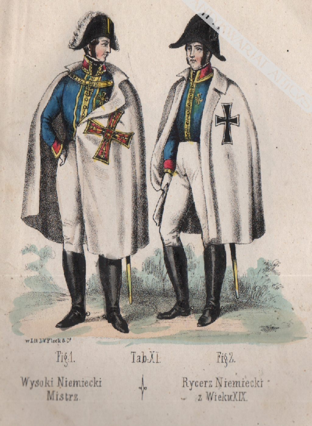 [rycina, ok. 1848] Wysoki Niemiecki Mistrz, Rycerz Niemiecki z Wieku XIX