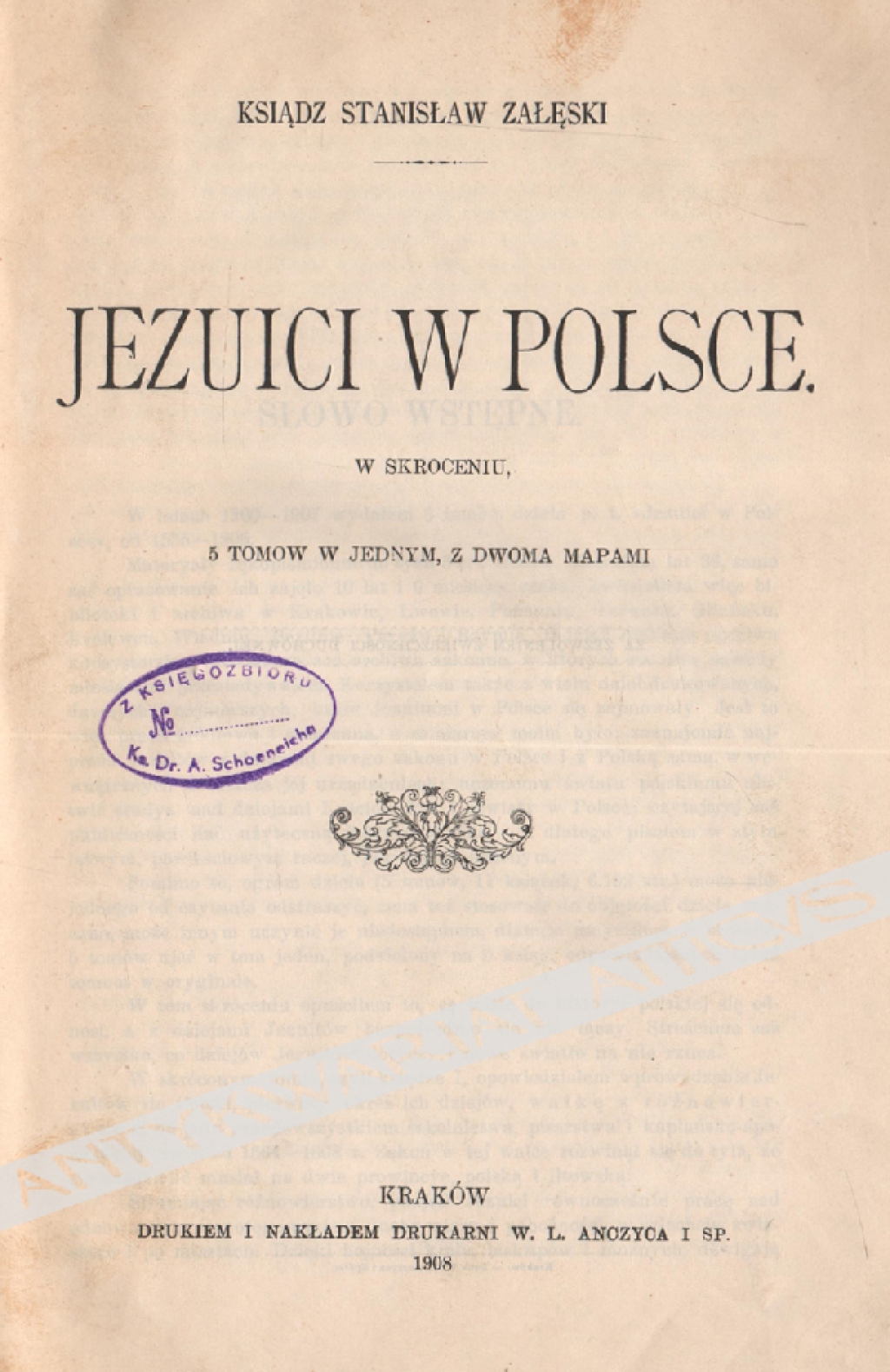 Jezuici w Polsce (w skroceniu 5 tomów w jednym z dwoma mapami)