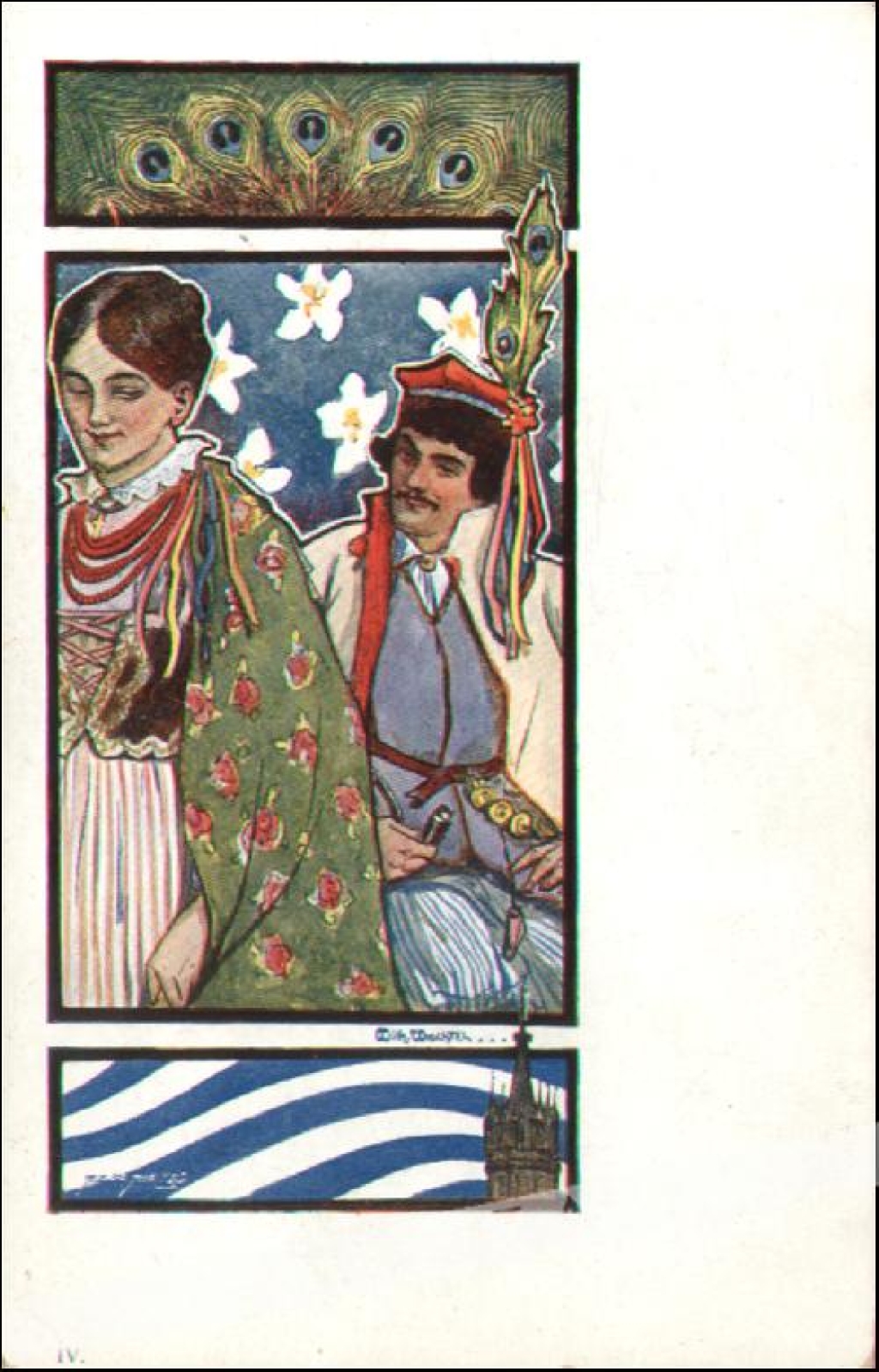[pocztówka, ok. 1901] Typy swojskie - Typen aus Polen. IV. [Krakowiacy]