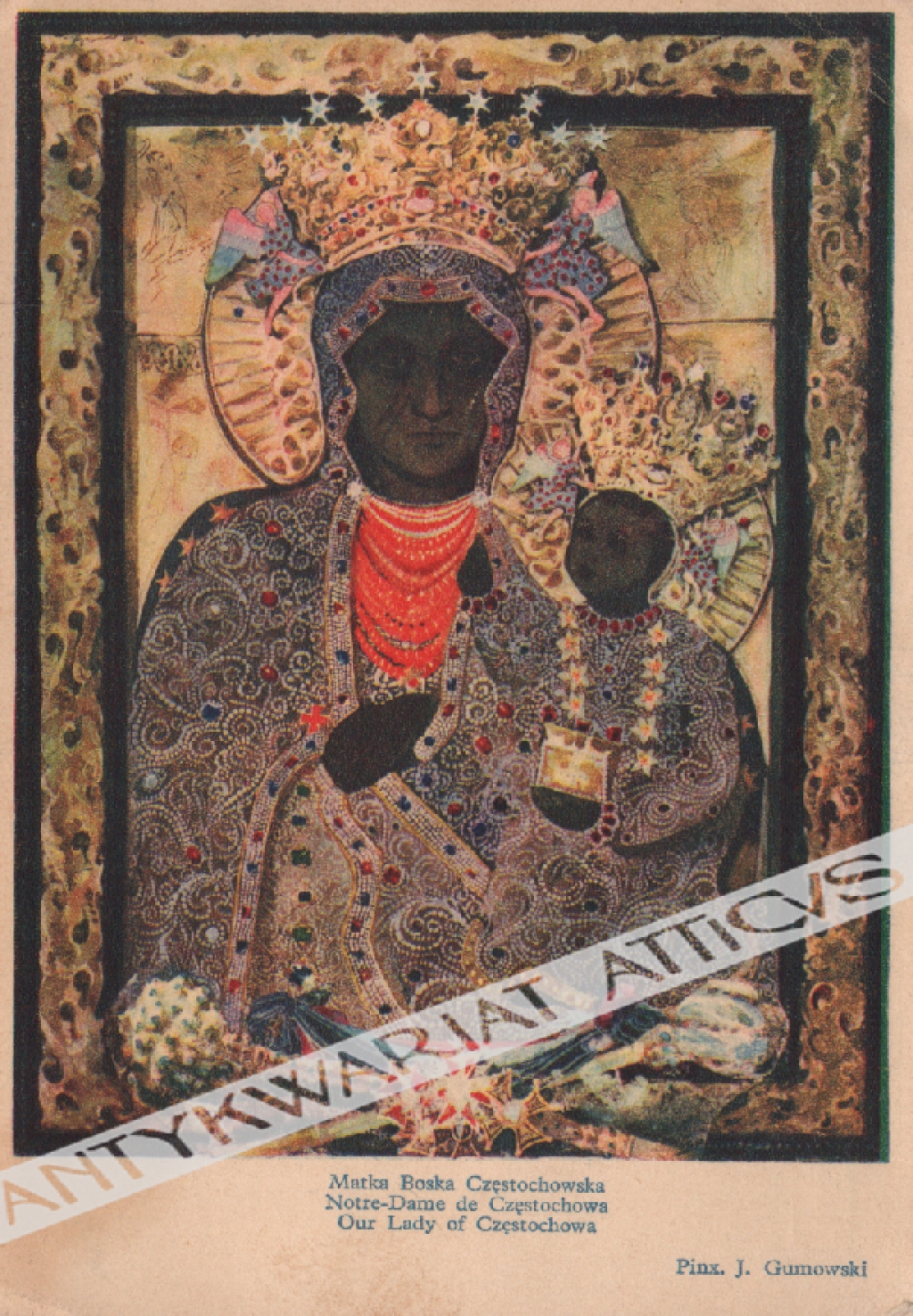 [pocztówka, 1932] Matka Boska Częstochowska. Our Lady of Częstochowa