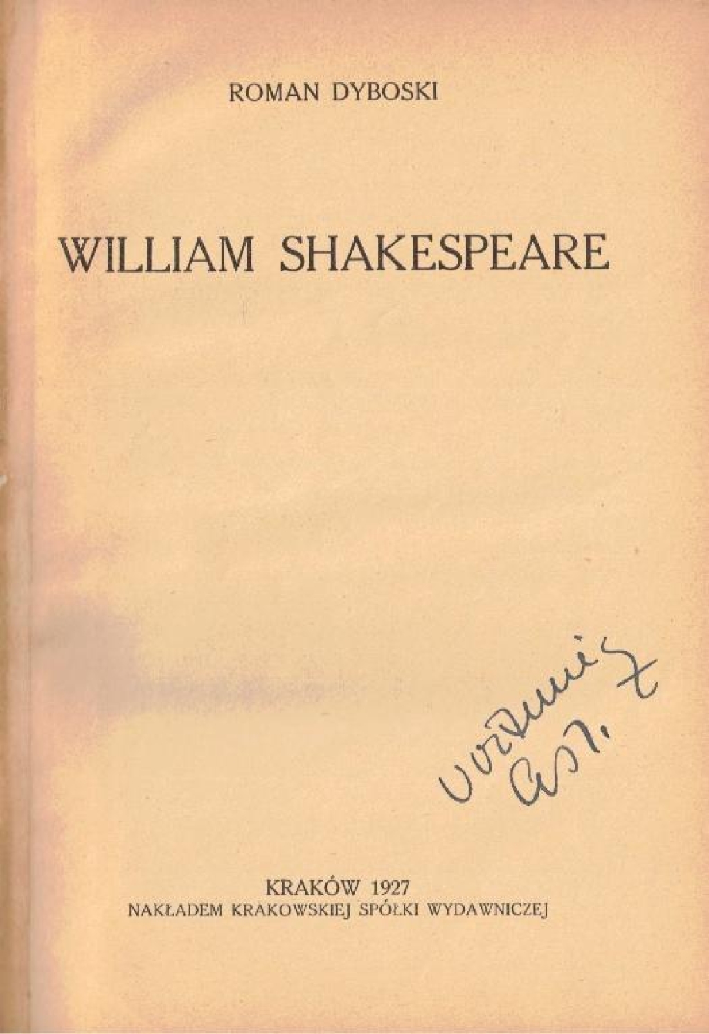 William Shakespeare  [egz. z księgozbioru M. Voita]