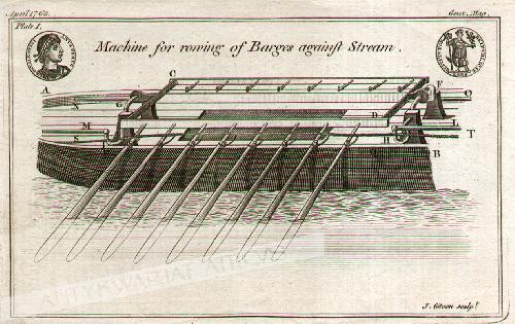 [rycina] Machine for rowing of Barges against Stream