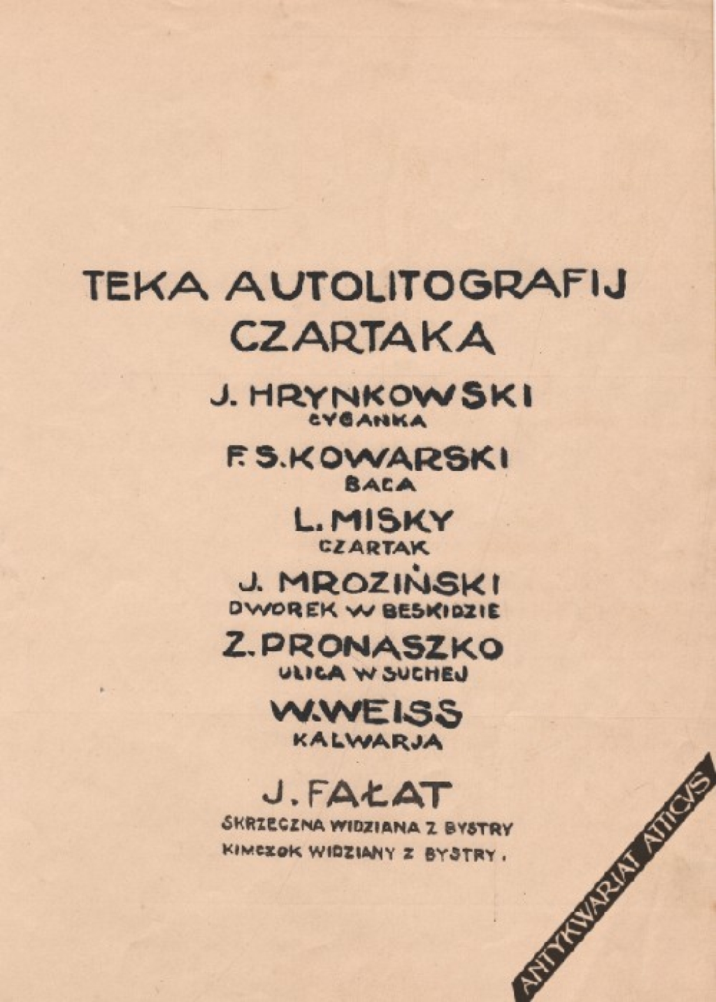 Teka autolitografij Czartaka  [Hrynkowski, Misky, Mroziński, Pronaszko, Weis, Fałat]