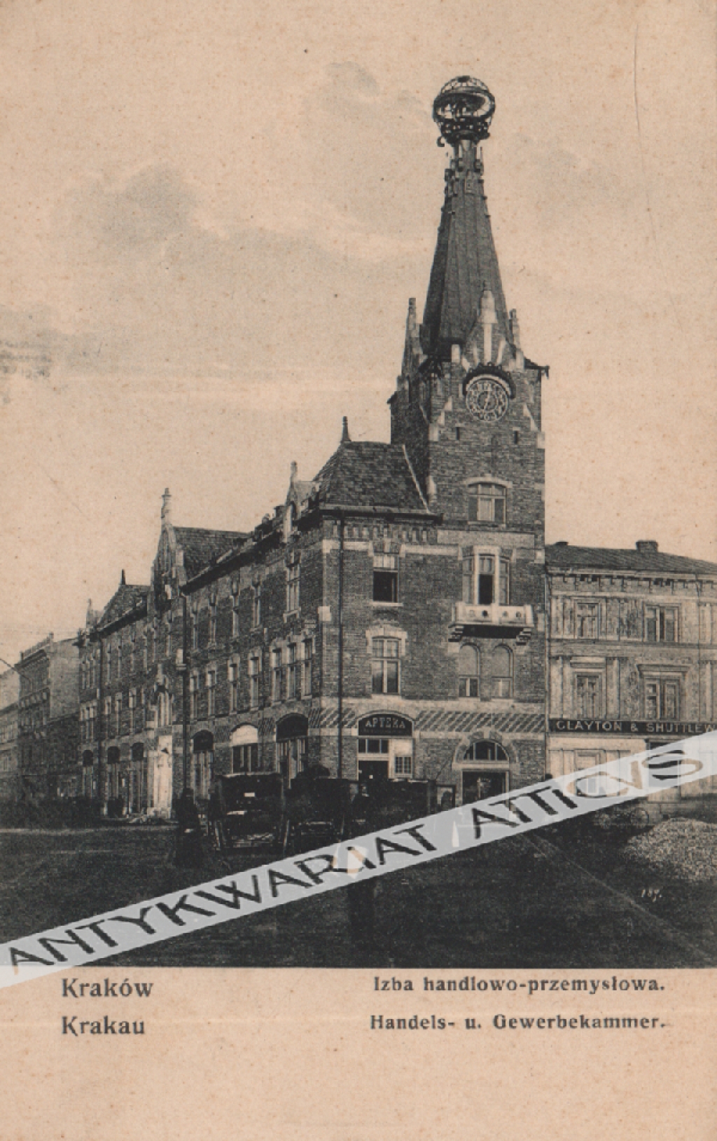 [pocztówka, 1907] Kraków. Izba handlowo-przemysłowa.
 Krakau. Handels- u. Gewerbekammer.