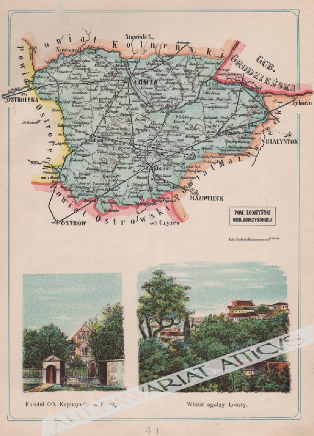 [mapa, 1907] Powiat Łomżyński Guberni Łomżyńskiej