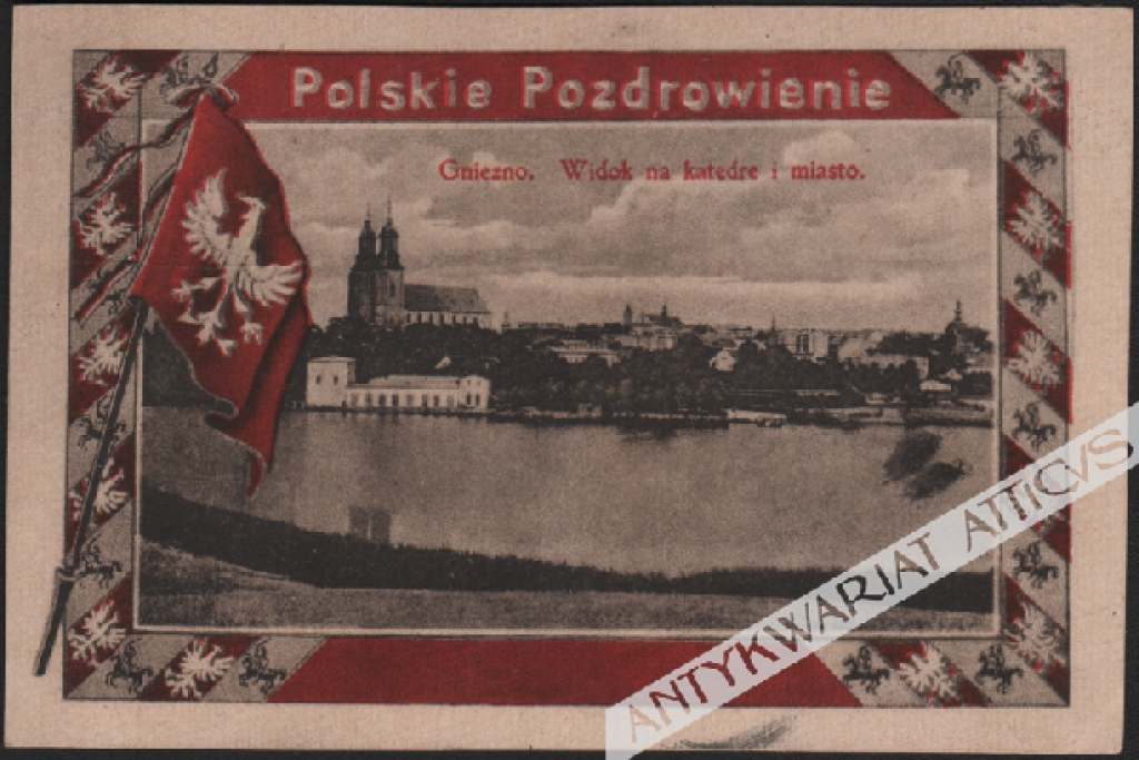 [pocztówka, ok. 1920] Polskie pozdrowienie. Gniezno
